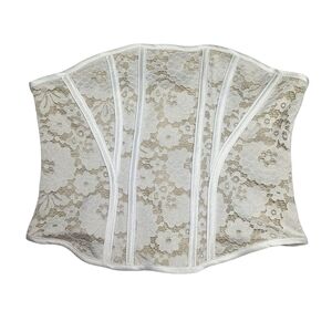 Say What? Cream and White Lace Sexy Shapewear Boned Corset L NWT